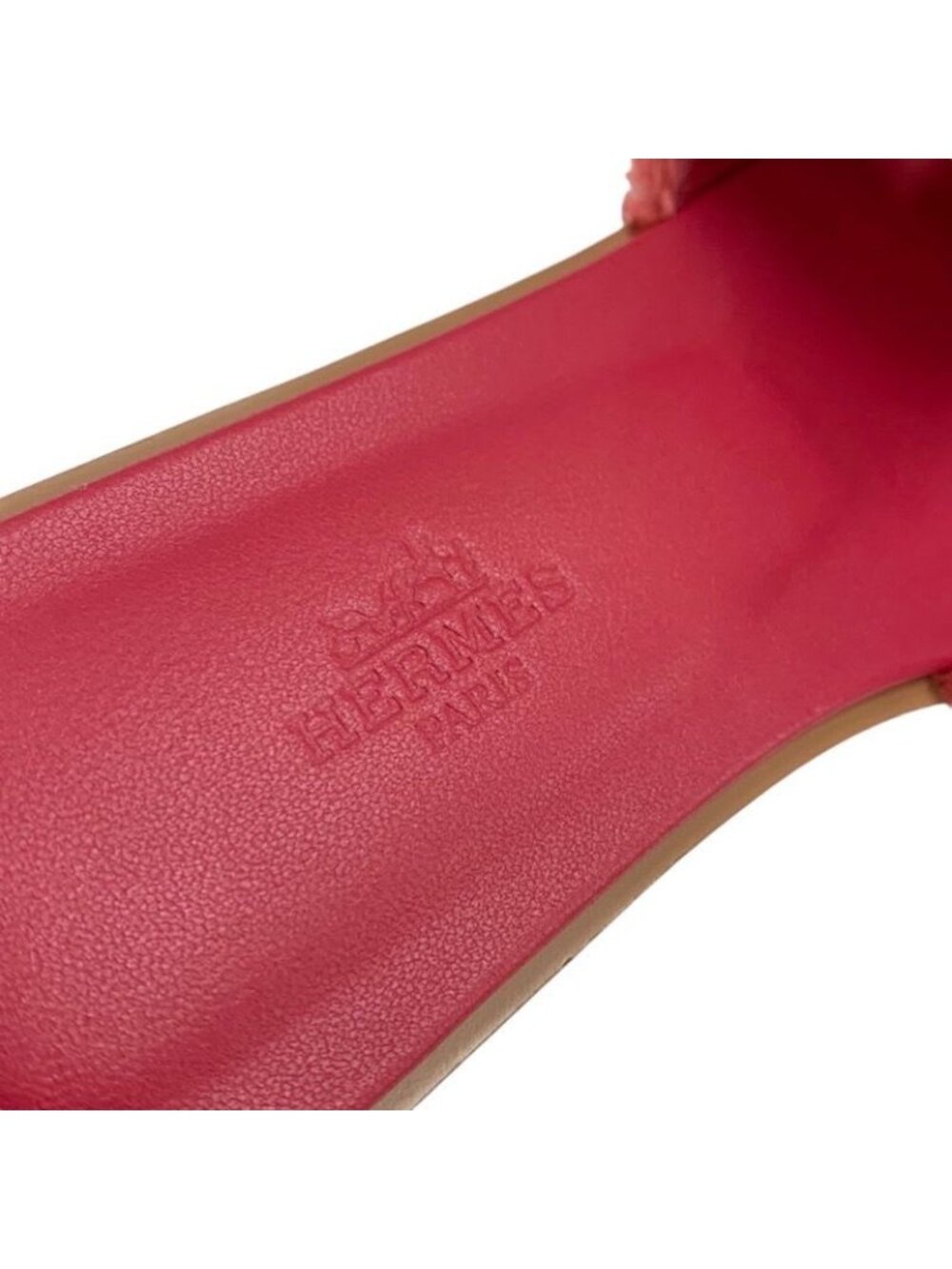 ★SOLD★ Hermes Oran Sandals Shoes Fabric Leather Pink Flat - Picture 6 of 9
